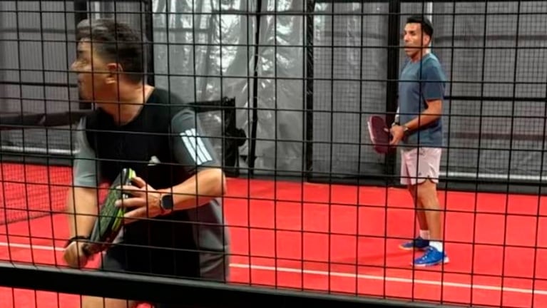 Carlos Tevez y Marcelo Gallardo unidos en el pádel.
