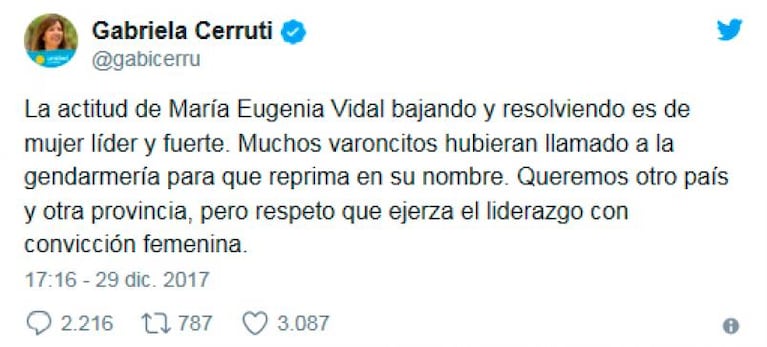 Carrió, orgullosa de Vidal por su reacción ante los guardavidas