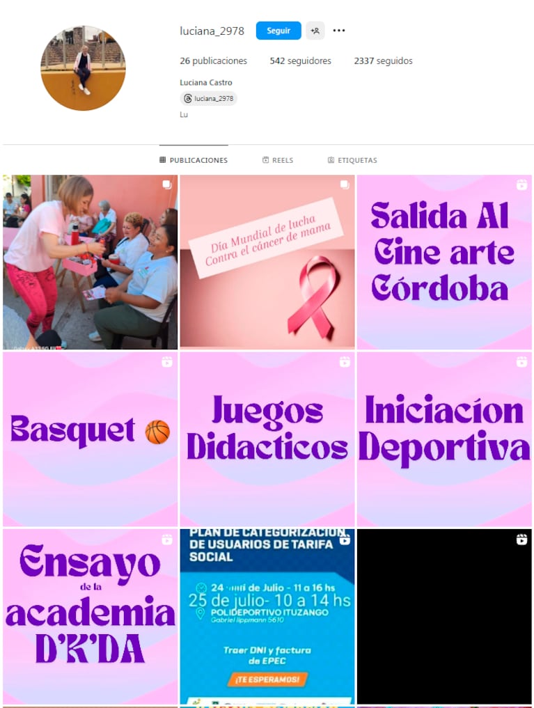 Castro muestra en su Instagram las actividades del polideportivo.