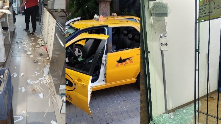 Causó destrozos en una estación de servicio, un taxi y un kiosco en Güemes. (Foto: Policía de Córdoba)