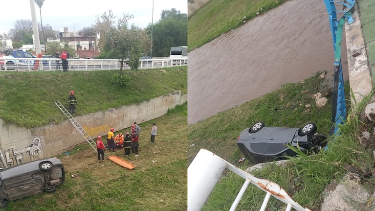 Cayó con el auto desde un puente en Córdoba.