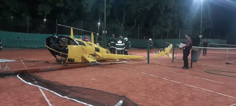 Cayó un helicóptero en una cancha de tenis de Palermo