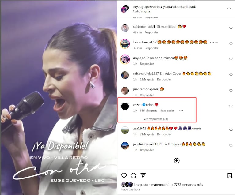 Cazzu reaccionó a la versión de "Con otra" por Euge Quevedo.