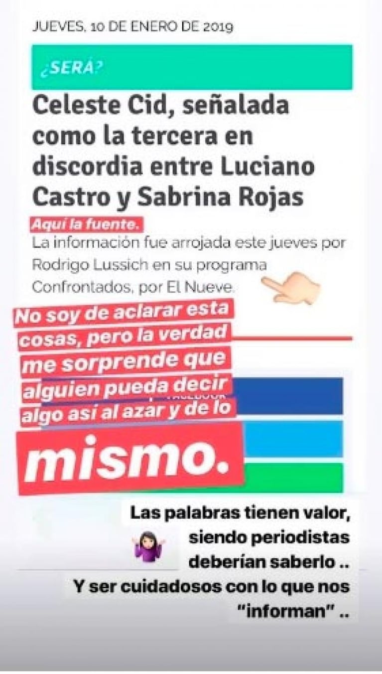 Celeste Cid enfureció tras las acusaciones por la separación de Sabrina Rojas y Luciano Castro