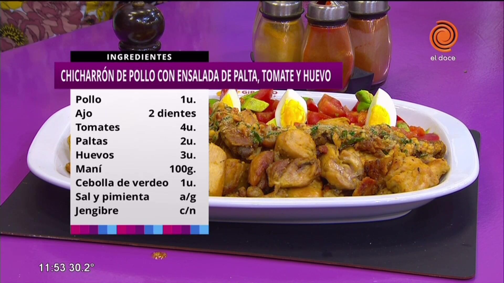 Chicharrón de pollo con ensalada de palta, tomate y huevo
