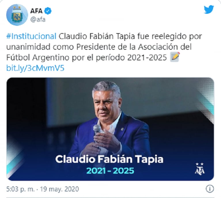 Chiqui Tapia fue reelecto como presidente de AFA hasta 2025