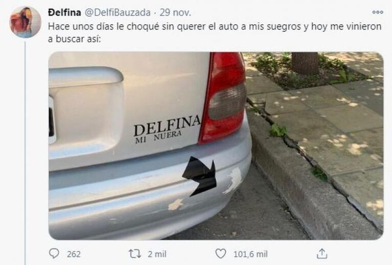 Chocó el auto de sus suegros y la inesperada reacción de ellos se hizo viral