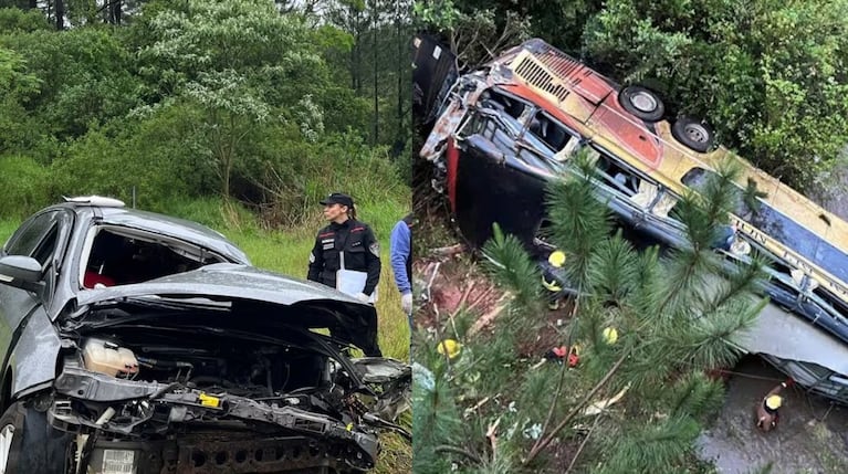 Choque entre un auto y un colectivo en Misiones.