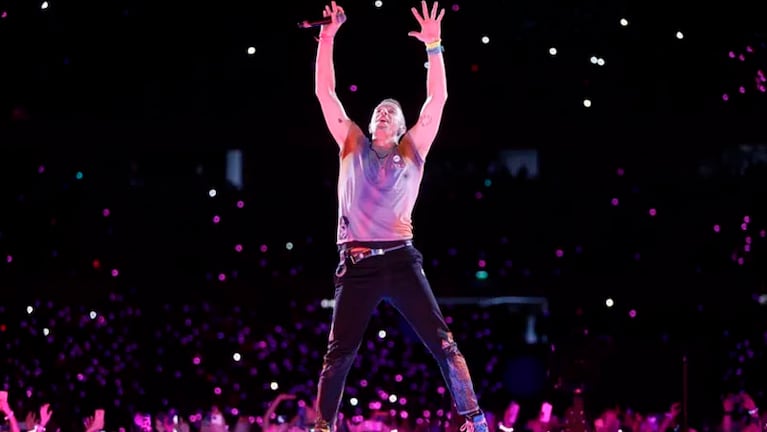 Chris Martin desatado: Coldplay la rompió en la cancha de River. Foto: Santiago Filipuzzi/La Nación.