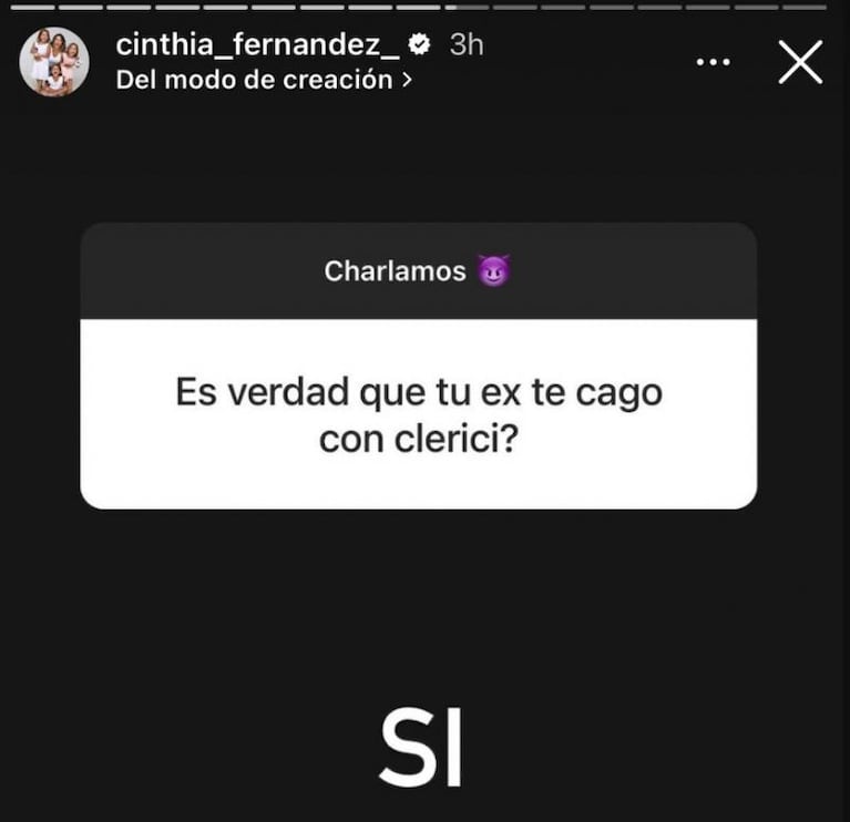 Cinthia Fernández reveló qué ex le fue infiel con Sofía Clerici