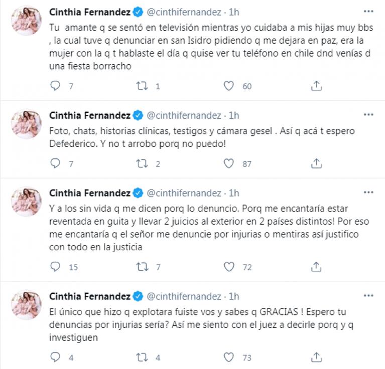 Cinthia Fernández tras el descargo de Matías Defederico: "Sabés que los chicos no mienten"