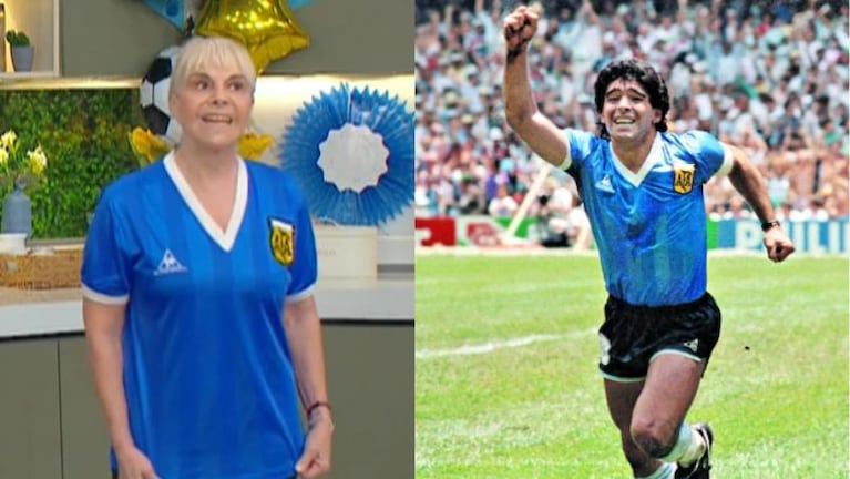 Claudia sacó la camiseta que usó Maradona contra Inglaterra en el 86.