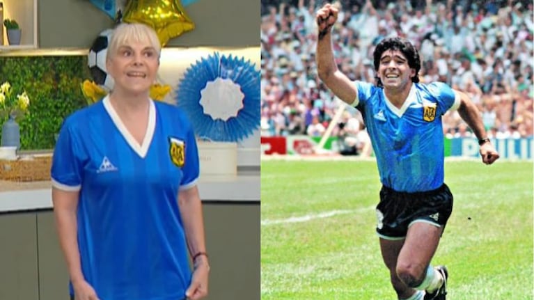 Claudia sacó la camiseta que usó Maradona contra Inglaterra en el 86.