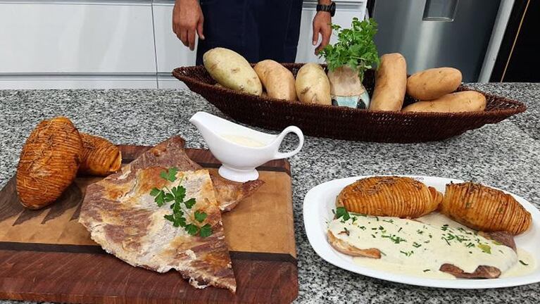 Cocinan Dos: matambre a la leche con papas Hasselback