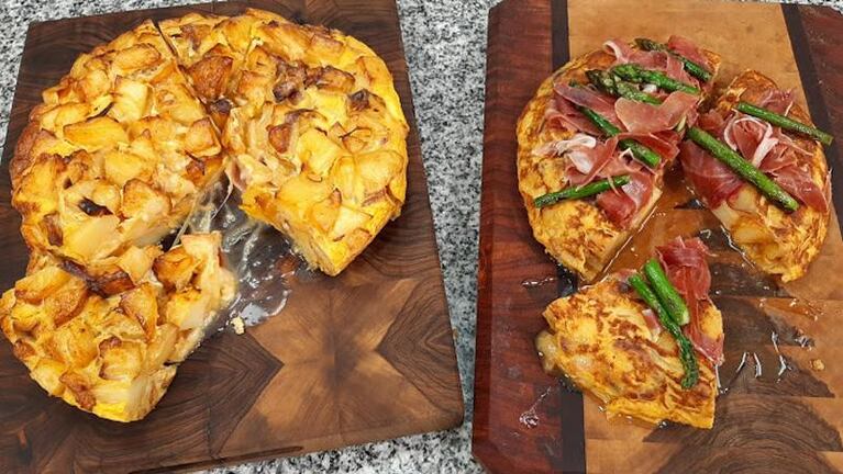 Cocinan Dos: tortilla de papas en dos versiones, clásica y rellena