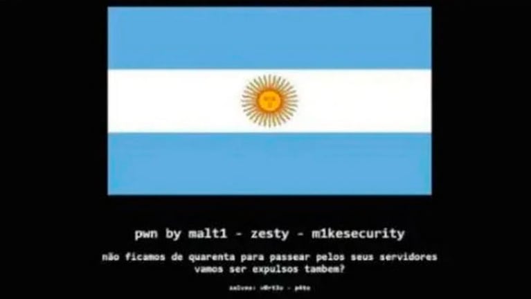 Colgaron la bandera Argentina en medio de la portada de la página oficial de ANVISA.