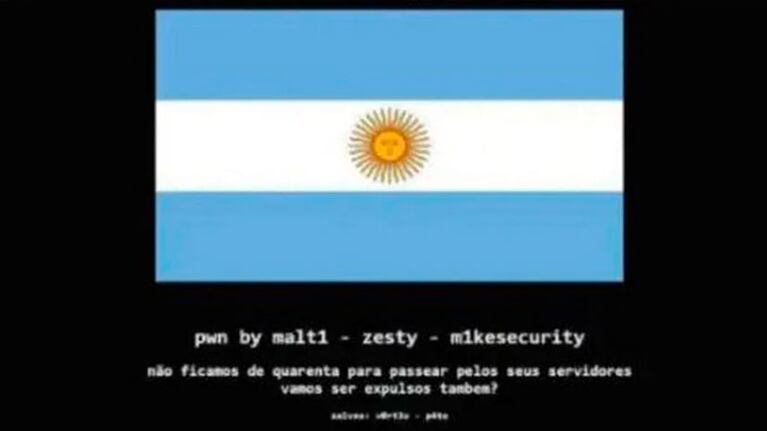 Colgaron la bandera Argentina en medio de la portada de la página oficial de ANVISA.