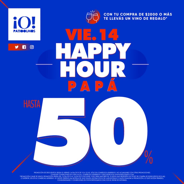 Comprá el regalo de Papá en un Super HappyHour de Patio Olmos