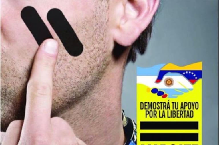 Con estas dos líneas pintadas en la mejilla, convocan a manifestarse contra Maduro.