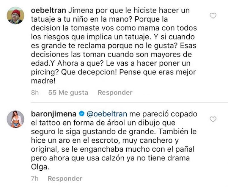 Con humor: Jimena Barón, irónica ante una crítica en las redes