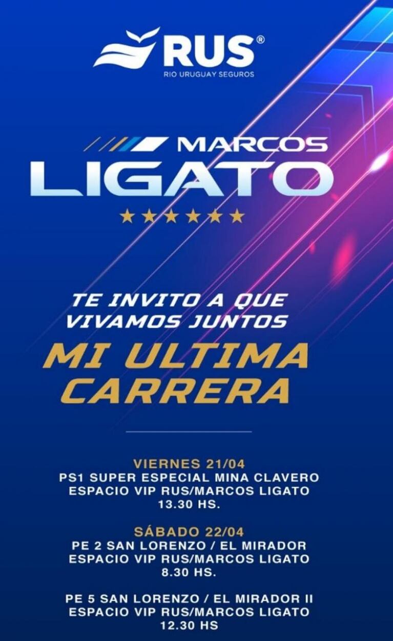 Con la despedida oficial de Marcos Ligato se corre el Rally Argentino en Córdoba