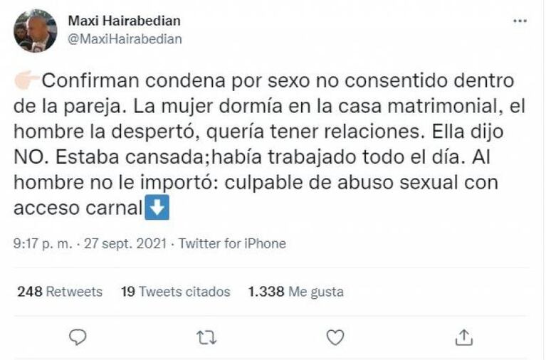 Condenaron a un hombre por violar a su esposa: “Ella dijo ‘No’, estaba cansada”