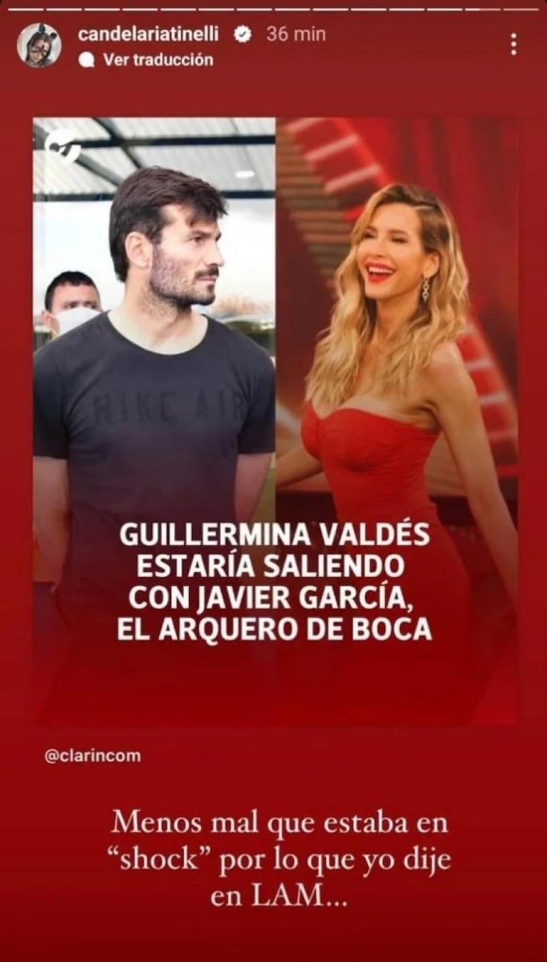 Confirmaron el romance de Guille Valdés y el arquero de Boca y Cande Tinelli reaccionó