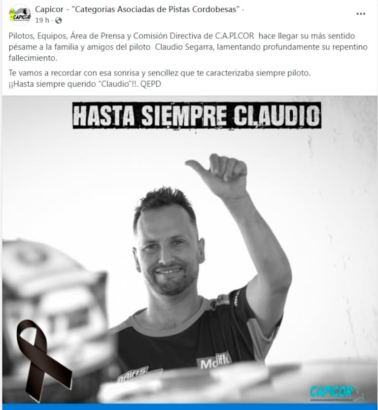 Conmoción por la muerte de un piloto cordobés tras estrellarse con su auto en el autódromo de Río Cuarto