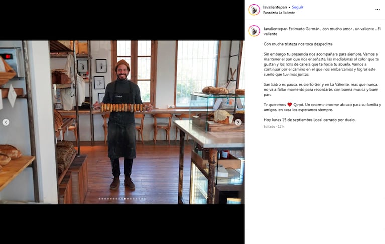Conmovedora despedida al maestro panadero que murió a los 40 años: “Talentoso e indescifrable”