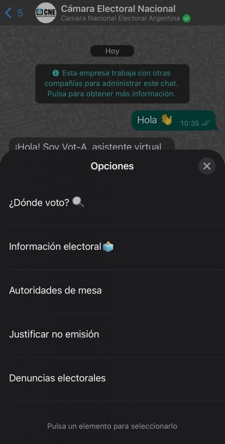 Consultá por WhatsApp dónde votás en las Paso