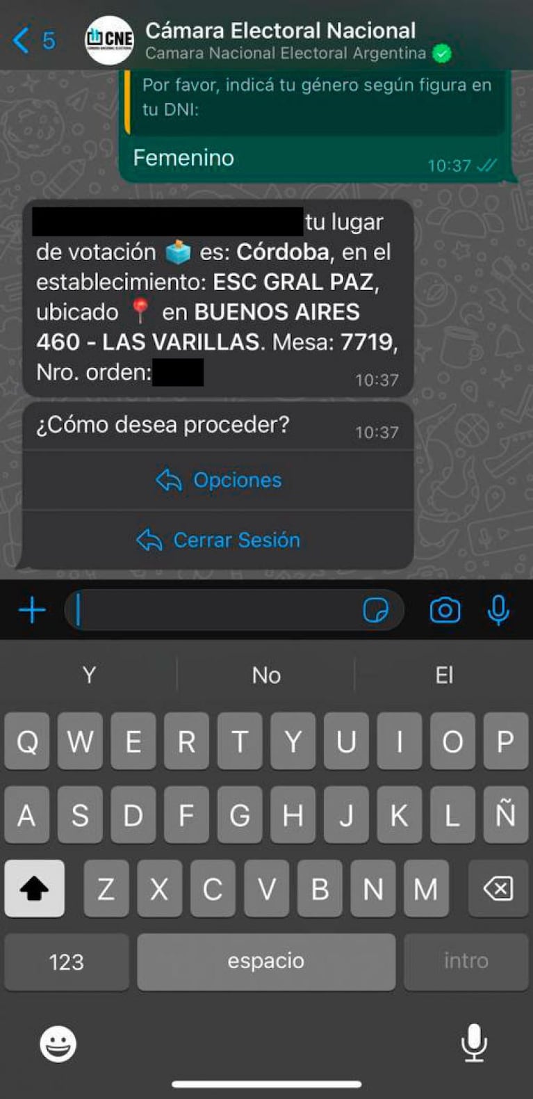 Consultá por WhatsApp dónde votás en las Paso