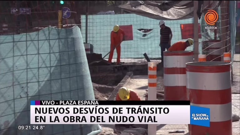 Continúan las obras del nudo vial en Plaza España