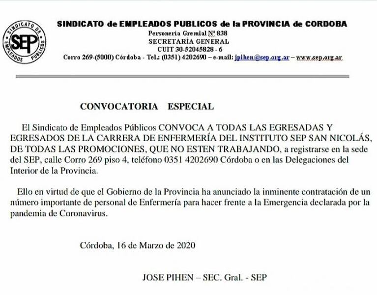 Convocan a personal de enfermería para reforzar los centros de salud en Córdoba