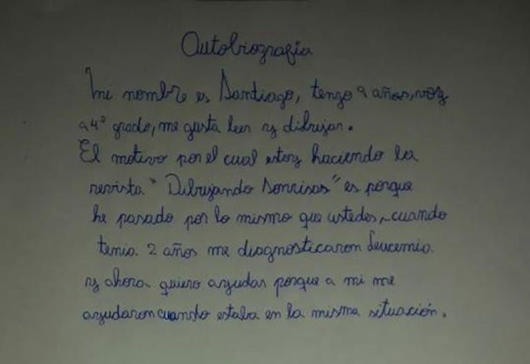 Corazón solidario: un nene con leucemia diseñó una revista para pacientes oncológicos