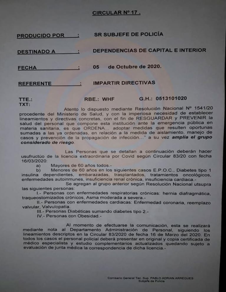 Córdoba: policías con obesidad dejarán de trabajar por el coronavirus