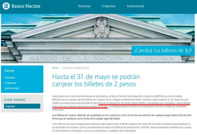 Córdoba: tres bancos le negaron cambiar los billetes de dos pesos