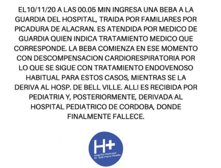Córdoba: una beba de un año murió tras ser picada por un alacrán
