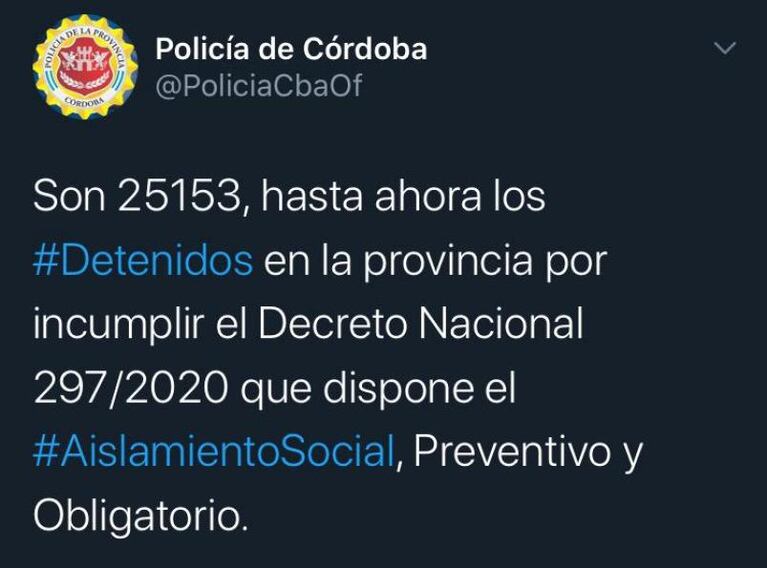 Córdoba: ya son más de 25 mil los detenidos por violar la cuarentena