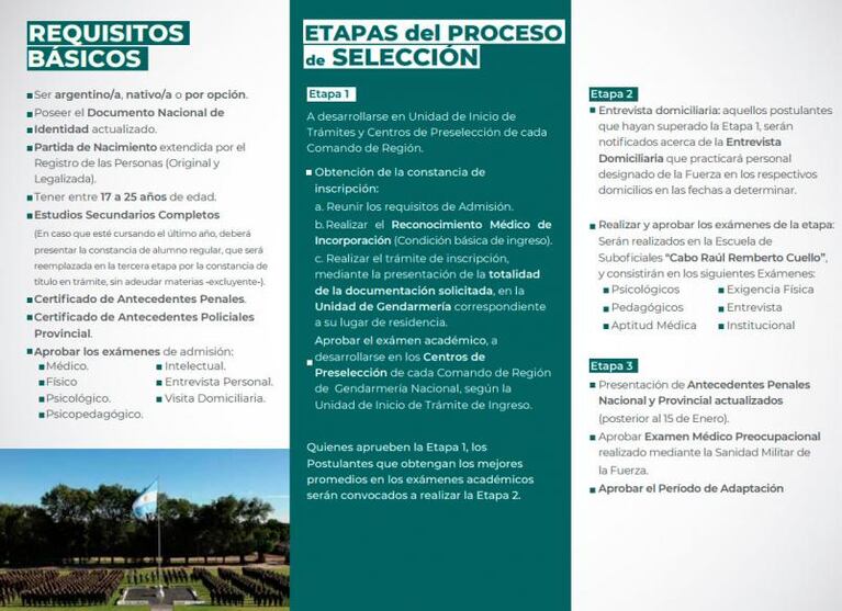 Cordobeses podrán inscribirse a Gendarmería Nacional hasta el 21 de septiembre