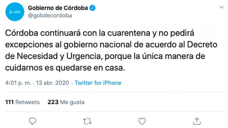 Coronavirus: Córdoba confirma que no pedirá excepciones en la cuarentena