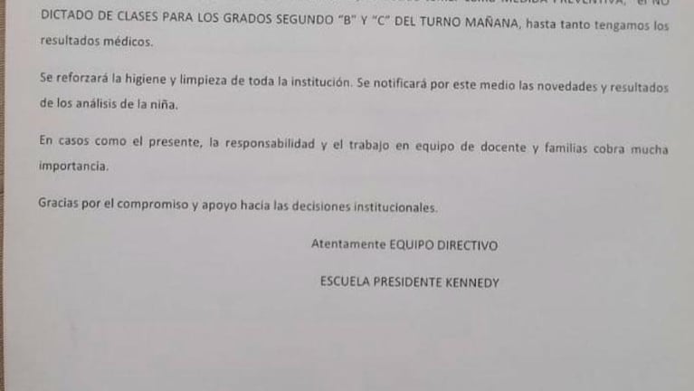 Coronavirus: dos grados de una escuela de Córdoba no tendrán clases por prevención