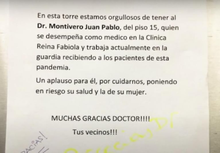 Coronavirus: el emocionante reconocimiento en vivo a un médico cordobés