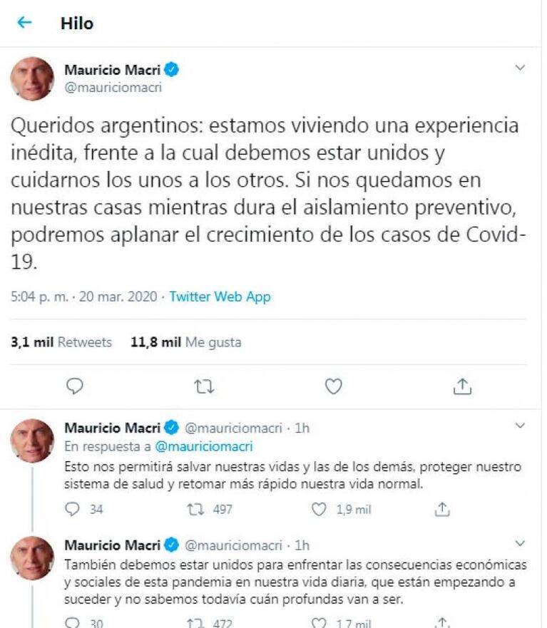 Coronavirus en Argentina: Macri llamó a Fernández y publicó un mensaje en las redes