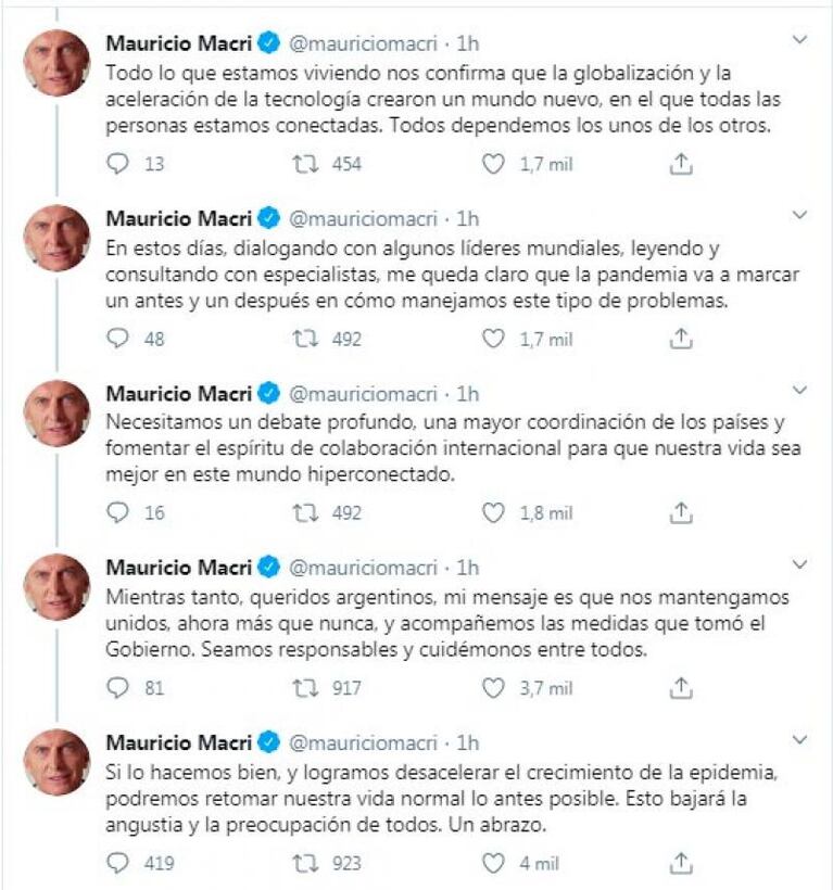 Coronavirus en Argentina: Macri llamó a Fernández y publicó un mensaje en las redes