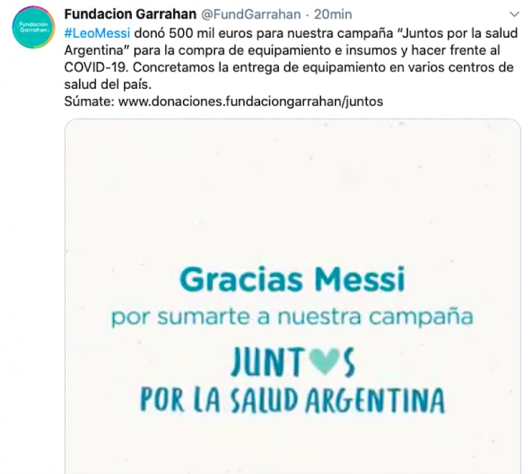 Coronavirus: la millonaria donación de Messi a la Fundación Garrahan