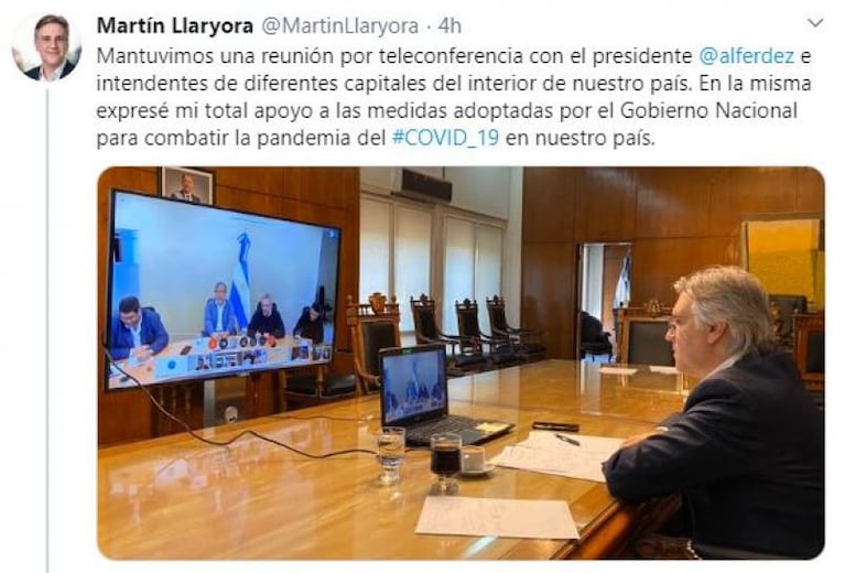 Coronavirus: Martín Llaryora le brindó su apoyo a Alberto Fernández por teleconferencia