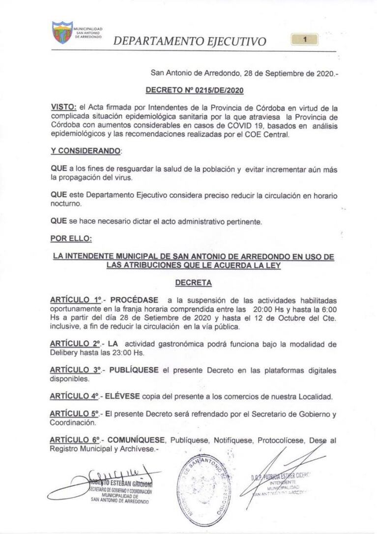 Coronavirus: otras cuatro ciudades de Córdoba implementarán restricciones nocturnas