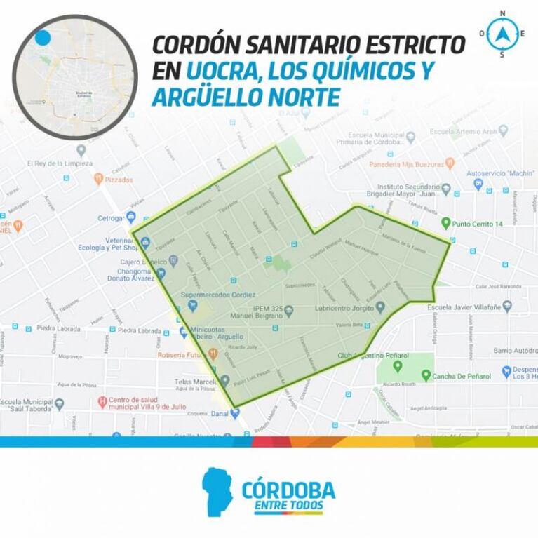 Coronavirus: seis nuevos cordones sanitarios estrictos en Córdoba