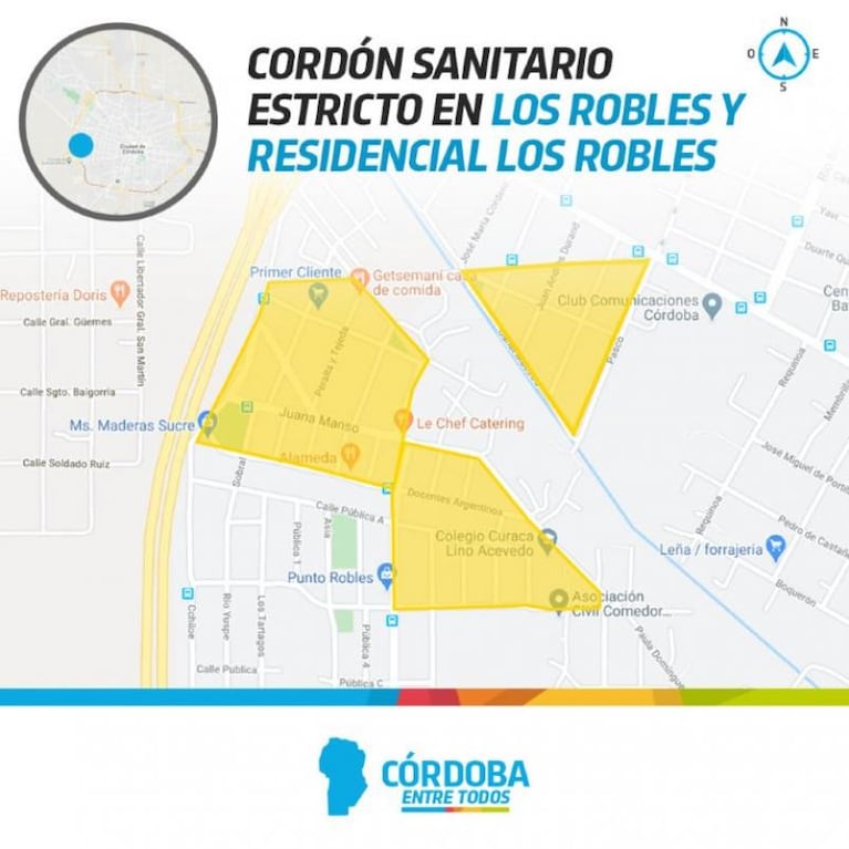 Coronavirus: seis nuevos cordones sanitarios estrictos en Córdoba