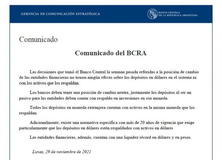 "Corralito encubierto": el Banco Central negó versiones que impulsan una corrida bancaria